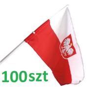Flaga Polska 57x40x30cm biało czerwona Polski - zestaw 100szt