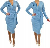 Элегантный небесно-голубой костюм-платье причастие свадьба цветок 3D r50 (36-56)