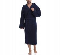 Ladeheid мужской халат с капюшоном махровые 100% хлопок карманы темно-синий