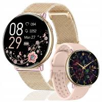Smartwatch Damski AMOLED GPS Rozmowy Puls Wodoodporny Złoty Zegarek Menu PL