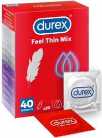 DUREX Feel Thin Mix 2 Rodzaje prezerwatywy Cienkie i Nawilżane 40 sztuk