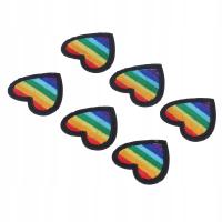 Naszywki tęczowe w kształcie serca do haftu odzieżowego DIY, 6 szt