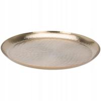 Taca Podstawka metalowa Okrągła złota 24,5 cm Aluminium na Świece Gold