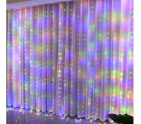 KURTYNA ŚWIETLNA kurtyna LED 2x2 m 200 LED USB pilot+ haczyki MULTIKOLOR