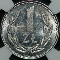 1 zł 1982 - cienka data - HYBRYDA - MS 61 - NGC