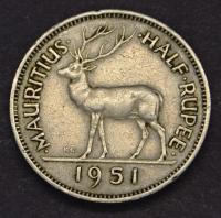 Mauritius - 1/2 rupee 1951