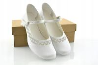 ПОЛЬСКИЕ БЕЛЫЕ БАЛЕТКИ ТУФЛИ ДЛЯ ПРИЧАСТИЯ С ТИСНЕНИЕМ