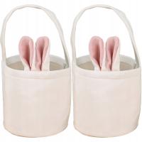 2SZT WIELKANOCNE TOREBKI Z RĄCZKĄ, BAWEŁNIANE, KREMOWE, NA SMAKOŁYKI