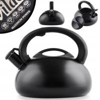 Черный стальной шар чайник со свистком для приготовления воды на плите