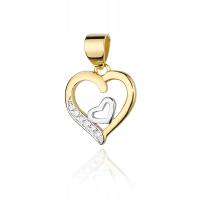 Золотая подвеска с бриллиантами сердце сердце 585