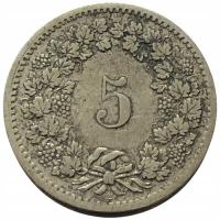 45573. Szwajcaria, 5 rappenów, 1850r. - Ag