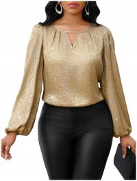 ЖЕНСКАЯ ЭЛЕГАНТНАЯ ВЕЧЕРНЯЯ ЛЕТНЯЯ БЛУЗКА С ДЛИННЫМ РУКАВОМ И V-ОБРАЗНЫМ ВЫРЕЗОМ