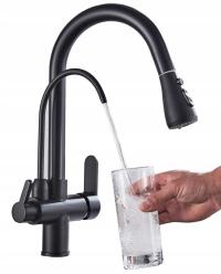Кухонный кран с фильтром для питьевой воды черный