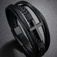 Элегантный мужской браслет из натуральной кожи крест подарок для мужчин