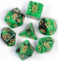 Zestaw 7 Kości Zielone Złote D4-20 K20 Gry RPG D&D DND Dice Gra Planszowa