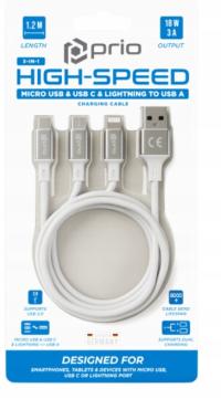 Zestaw kabli USB - USB typ C / microUSB / Lightning prio