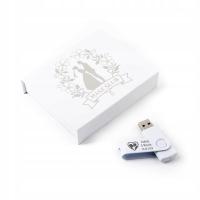 Pendrive Twister 64 GB USB 2.0 + białe pudełko na magnes + Grawer na ŚLUB