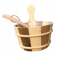 Sauna Bucket And Ladle 4L sauna bucket Wood Brown