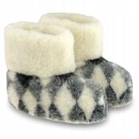 Bambosze Damskie Ciepłe Kapcie Wysokie Miękkie Pantofle KRATA 45 46