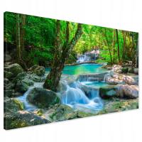 Картина на холсте водопад река лес Современная для стены 120x80