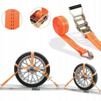 Mocowania do transportu samochodów z przyczepą zabezpieczającą koła