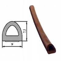 Uszczelka samoprzylepna do drzwi i okien 9x7,5mm brązowa D uniwersalna 1m