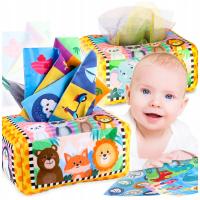 PUDEŁKO NA CHUSTECZKI MONTESSORI ZABAWKA SORTER SENSORYCZNE DLA DZIECI 6m+