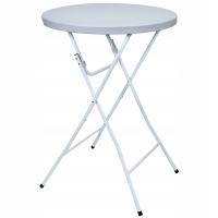 STÓŁ KOKTAJLOWY STOLIK CATERINGOWY BIAŁY SKŁADANY BANKIETOWY 80 CM