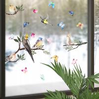 Наклейки на окна, двухстороннее украшение на окно, птицы, бабочки, 3 листа