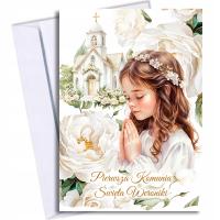 1szt ZAPROSZENIA NA PIERWSZĄ KOMUNIĘ ŚWIĘTA DLA DZIĘWCZYNKI KOPERTA WZORY