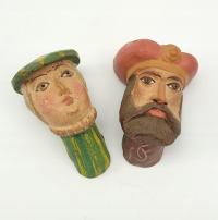 Główka gipsowa ręcznie malowana - para - płaskorzeźba do zawieszenia; 2650