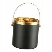 Wiaderko na lód Wiadro chłodzące z podwójną ścianką izolowane ze stali nierdzewnej 3L czarne