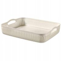 Curver Taca KNIT A4 - Kremowa, praktyczna taca do serwowania i przechowywan