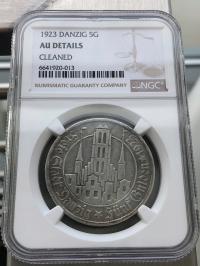 Wolne Miasto Gdańsk 5 guldenów 1923 Kościół NMP (R2) - NGC AU