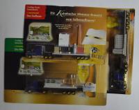 3x auto/ciężarówka - model z reklamą browaru Kulmbacher + miniatura browaru
