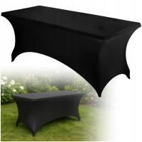 POKROWIEC NA STÓŁ OGRODOWY ELASTYCZNY OBRUS BANKIETOWY CATERINGOWY CZARNY