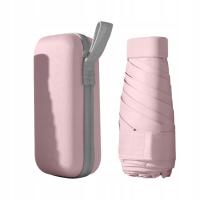 PARASOL AUTOMATYCZNY RÓŻOWY KIESZONKOWY MINI SKŁADANY KOMPAKTOWY +ETUI