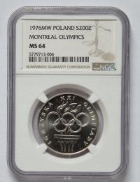 Moneta kolekcjonerska PRL 200 złotych Olimpiada rok 1976 (35) NGC MS 64