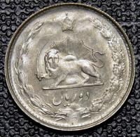 IRAN - 2 RIALS 1322 , SREBRO , MENNICZA