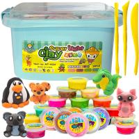 ZESTAW Magiczna PLASTELINA MASA PLASTYCZNA PIANKOLINA 24szt +WALIZKA +Akces