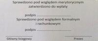 Pieczątka SPRAWDZONO POD WZGLĘDEM MERYTORYCZNYM FORMALNYM RACHUNKOWYM Duża