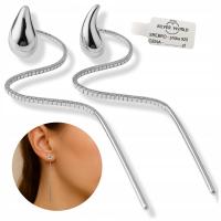 KOLCZYKI SREBRNE 925 WISZĄCE NA SZTYFCIE DŁUGIE PRZEWLEKANE ŁEZKI KROPLE