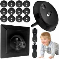 ZAŚLEPKI NA GNIAZDKA KONTAKTY Z BOLCEM ZABEZPIECZENE ZAŚLEPKI CZARNE 12x