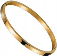 Złocona bransoletka gładka kanciasta bangle sztywna na prezent złoty kolor