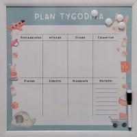 Smukee Tablica magnetyczna 40x40 cm plan lekcji planer tygodniowy biała