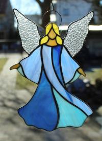 Ангел витраж Тиффани раскидистый синий