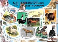 Zestaw 50 znaczków pocztowych - ZWIERZĘTA DOMOWE