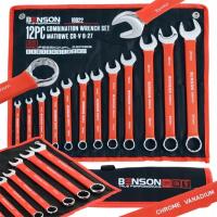 НАБОР ПЛОСКИХ ГАЕЧНЫХ КЛЮЧЕЙ В РЕЗИНЕ 6-27MM 12EL MAT BENSON BY BLACK