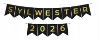 Flagi Baner Girlanda SYLWESTER 2026 czarno złoty Dekoracje S-006