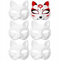6шт. Белая бумажная маска для кошек для рисования DIY